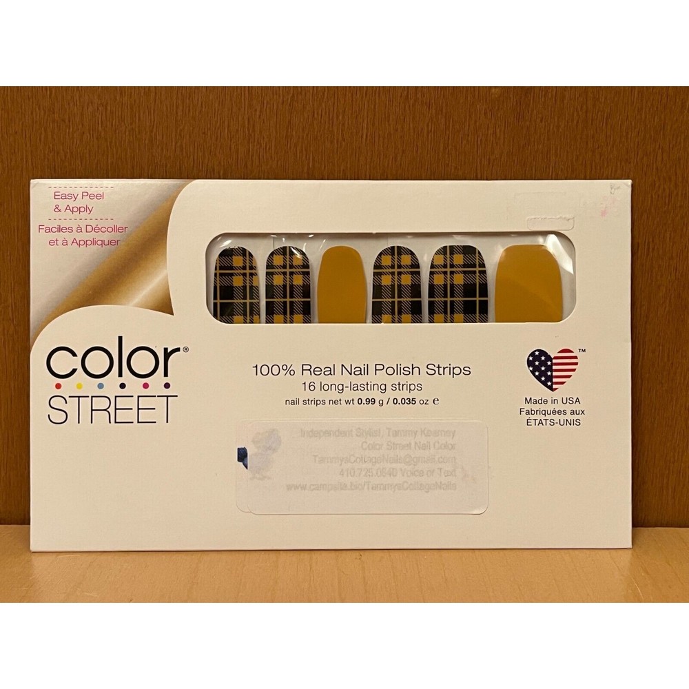Color Street Nail Polish Strips Breaking Plaid Black Gold SEALED